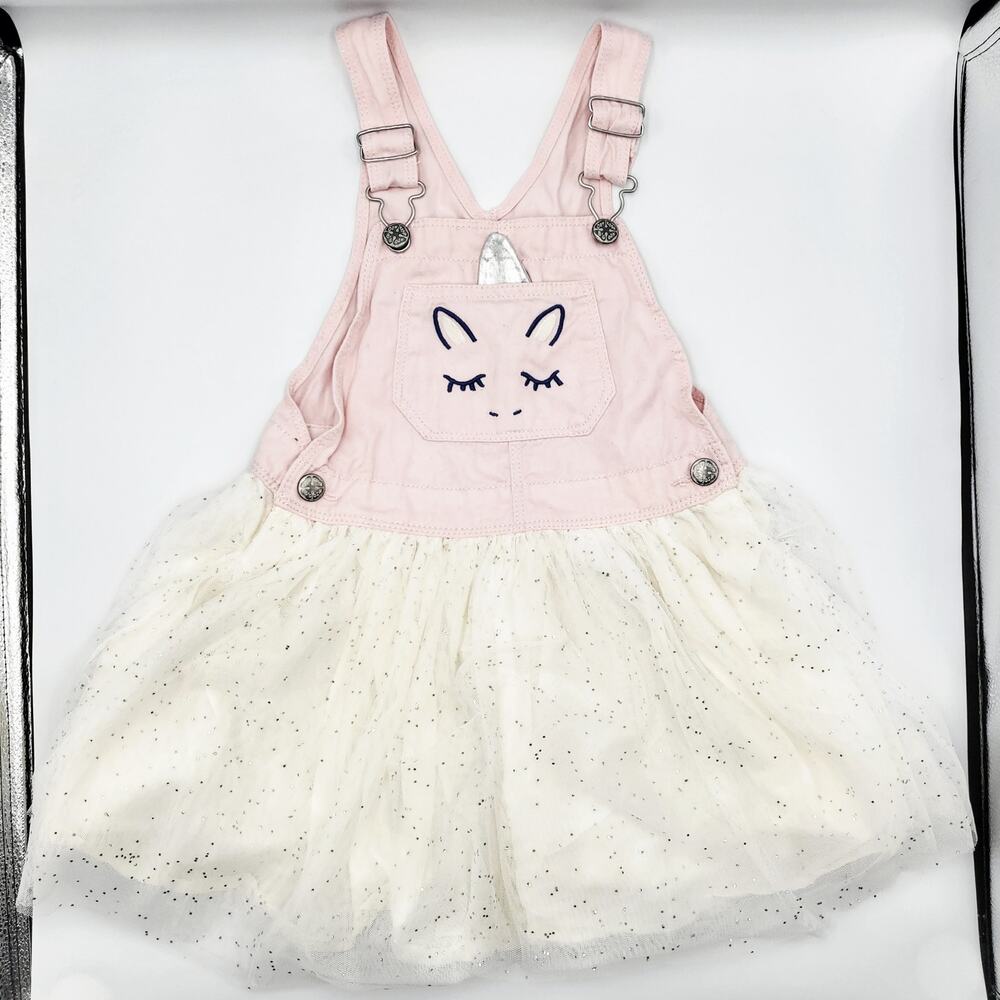 Classic OshKosh B'gosh Vestback Unicorn Detail Denim & Tulle Skirtall Dress 5T